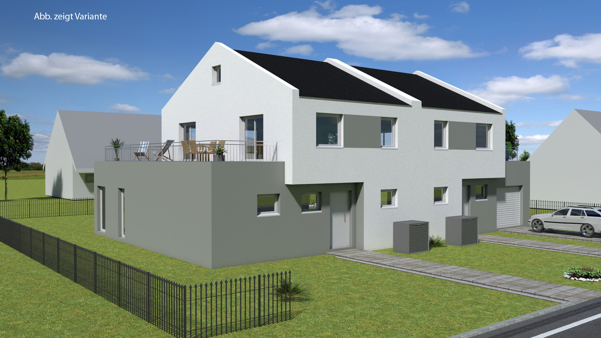 Visualisierung der Doppelhaushälften Visualisierung der Doppelhaushälften in Sülfeld